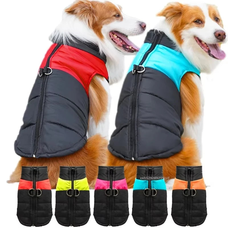 Waterproof Warm Dog Coat - Padded Winter Vest with Zipper