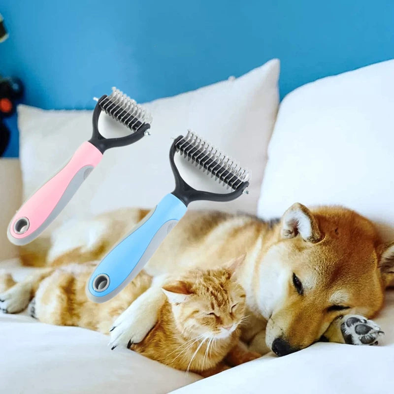 Pro Shedding Comb for Dogs & Cats — Stainless Steel Detangling Brush