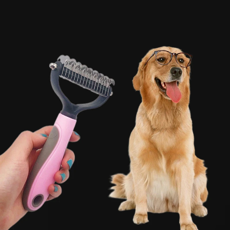 Pro Shedding Comb for Dogs & Cats — Stainless Steel Detangling Brush
