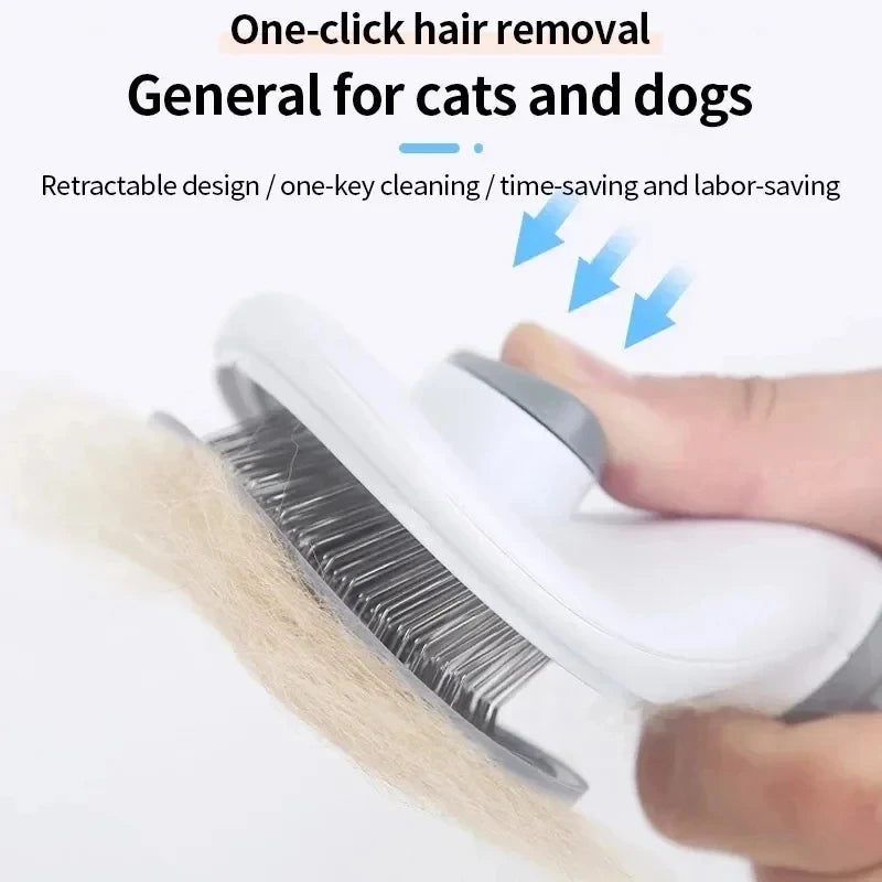Self-Cleaning Pet Brush - Stainless Steel Slicker Brush for Dogs & Cats Hair Removal
