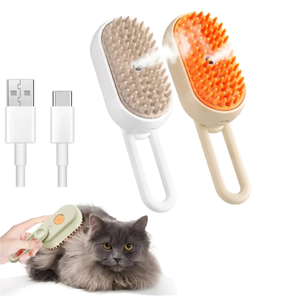 Steam Grooming Brush - 3-in-1 Pet Hair Remover & Massage Comb
