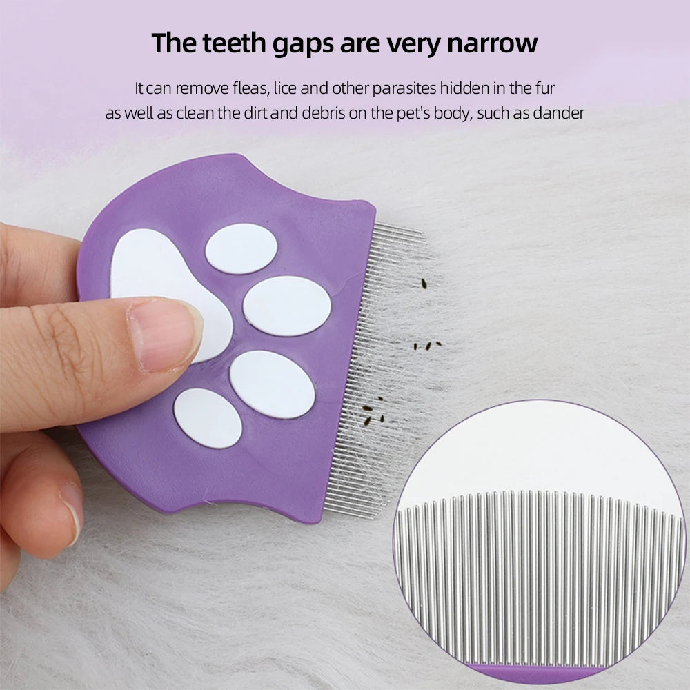 Pet Grooming Flea Comb – Fine-Tooth Detangling Brush for Cats & Dogs, Face & Body Use