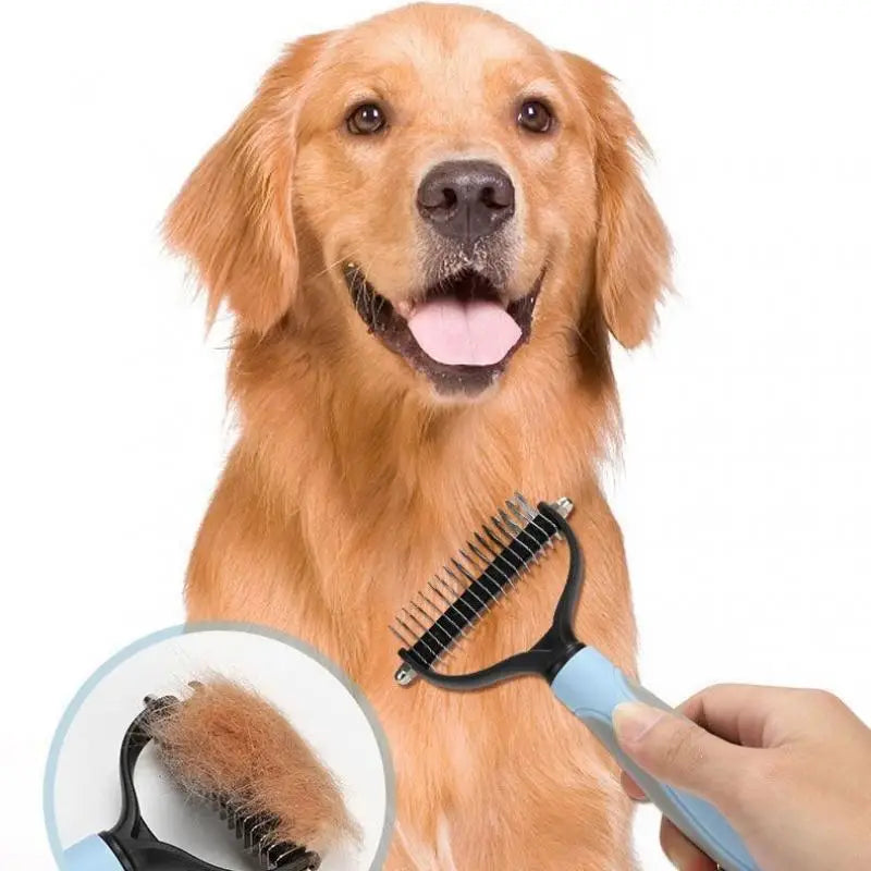 Pro Shedding Comb for Dogs & Cats — Stainless Steel Detangling Brush