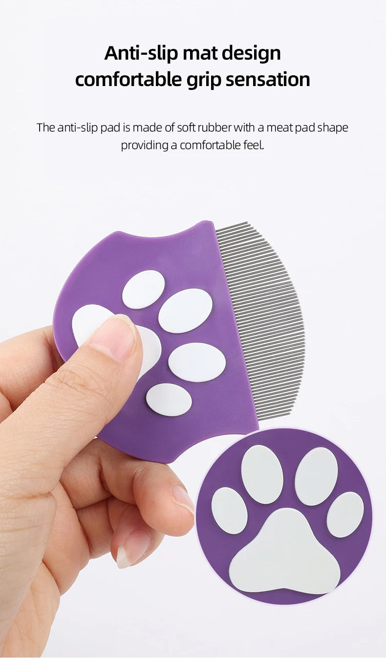 Pet Grooming Flea Comb – Fine-Tooth Detangling Brush for Cats & Dogs, Face & Body Use