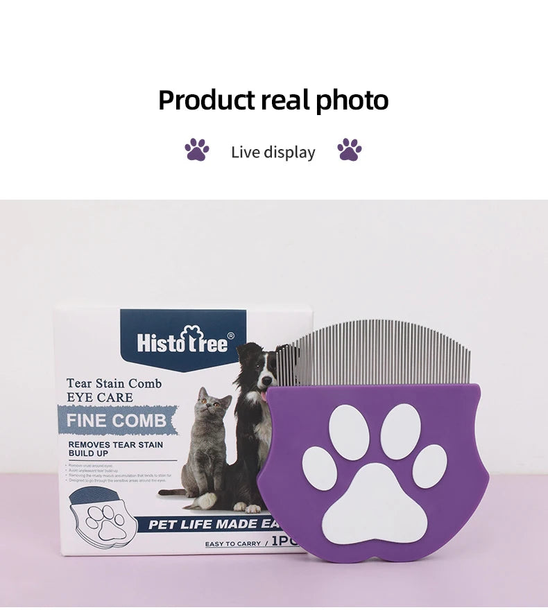 Pet Grooming Flea Comb – Fine-Tooth Detangling Brush for Cats & Dogs, Face & Body Use