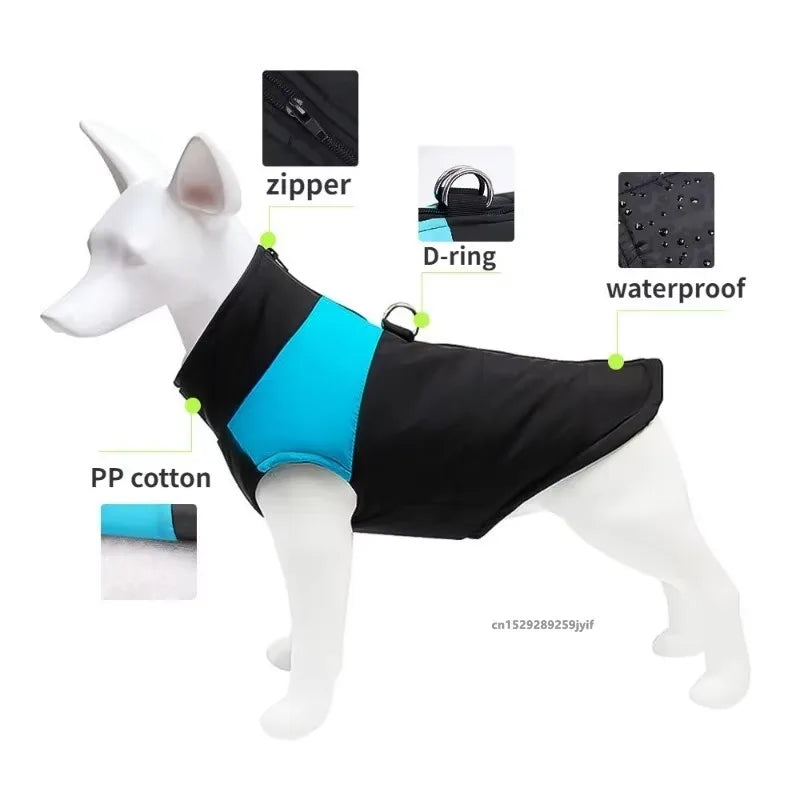 Waterproof Warm Dog Coat - Padded Winter Vest with Zipper