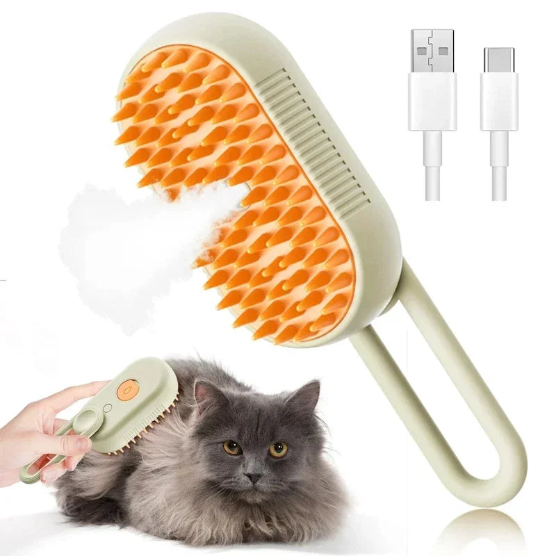 Steam Grooming Brush - 3-in-1 Pet Hair Remover & Massage Comb