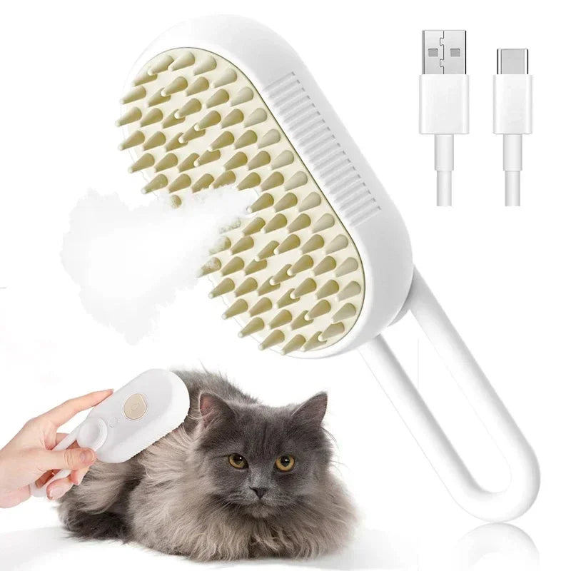 Steam Grooming Brush - 3-in-1 Pet Hair Remover & Massage Comb