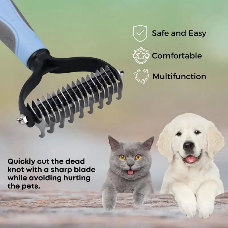 Pro Shedding Comb for Dogs & Cats — Stainless Steel Detangling Brush