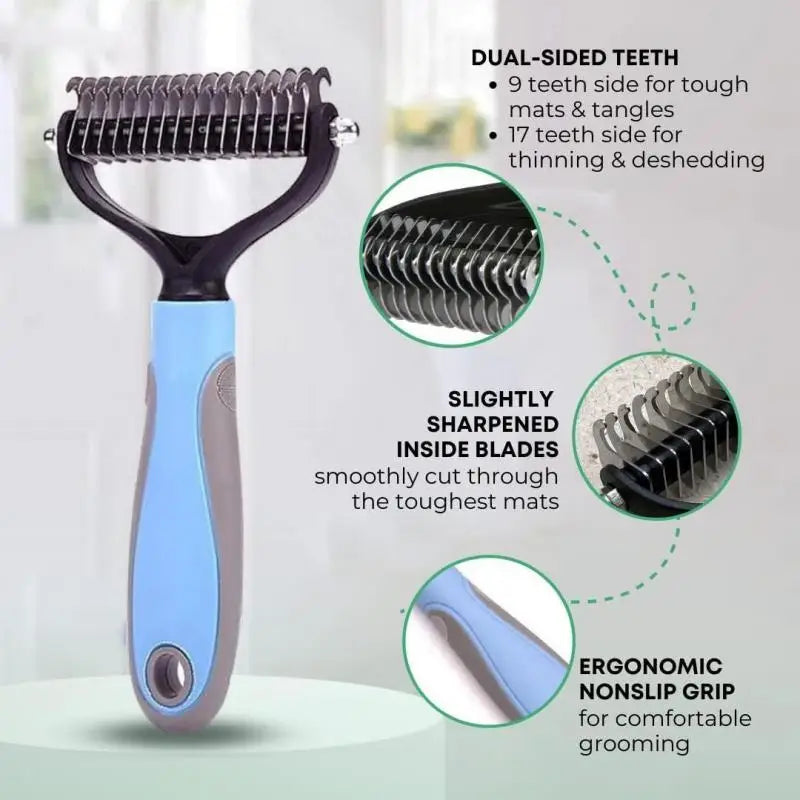 Pro Shedding Comb for Dogs & Cats — Stainless Steel Detangling Brush