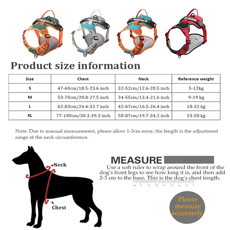 Adjustable Dog Harness - Reflective Breathable Vest Harness with Leash for Small Medium Large Dogs