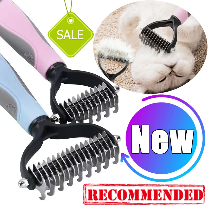 Pro Shedding Comb for Dogs & Cats — Stainless Steel Detangling Brush