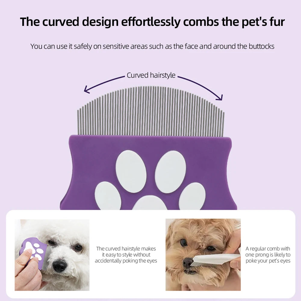 Pet Grooming Flea Comb – Fine-Tooth Detangling Brush for Cats & Dogs, Face & Body Use