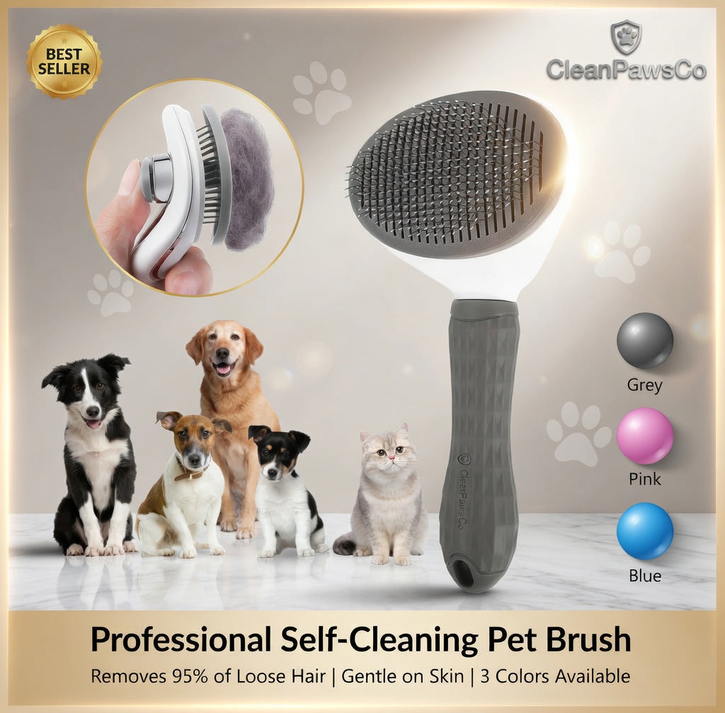 Self-Cleaning Pet Brush - Stainless Steel Slicker Brush for Dogs & Cats Hair Removal