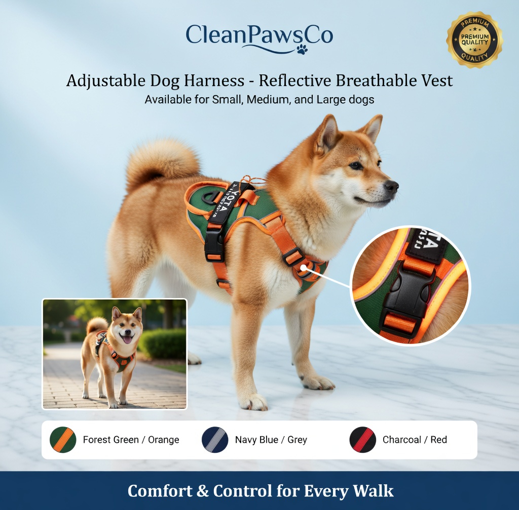 Adjustable Dog Harness - Reflective Breathable Vest Harness with Leash for Small Medium Large Dogs