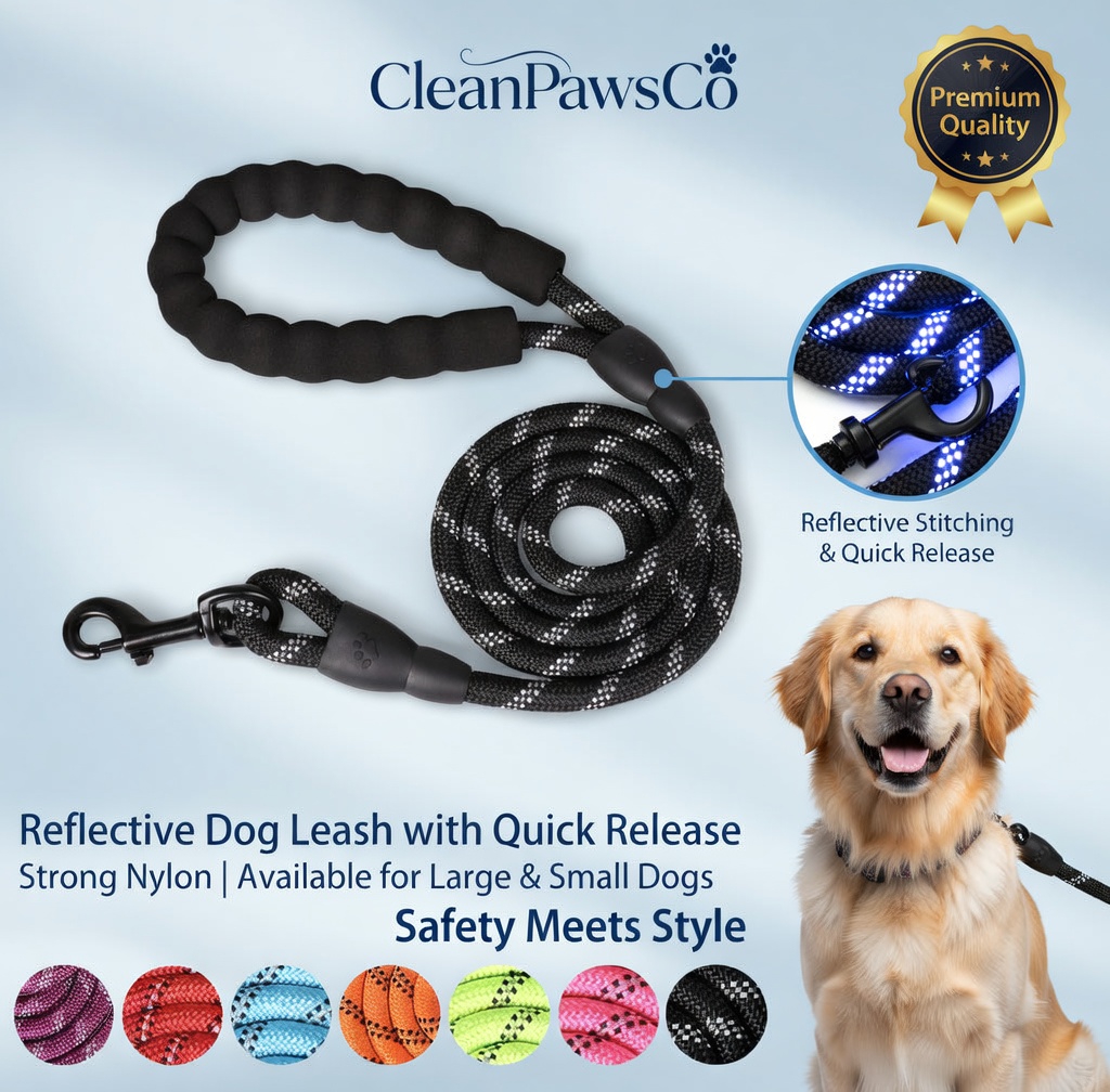 Reflective Dog Leash with Quick Release - Strong Nylon Training Leash for Large & Small Dogs